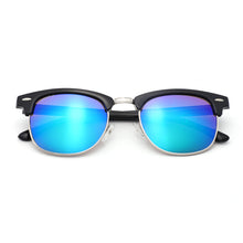 Load image into Gallery viewer, Fulton St 1608M-1 Clubmaster Mirrored Reflective Sunglasses Blue