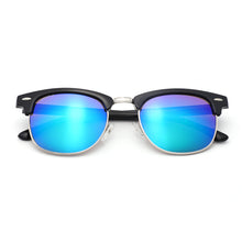 Load image into Gallery viewer, Fulton St 1608M-1 Clubmaster Mirrored Reflective Sunglasses Blue
