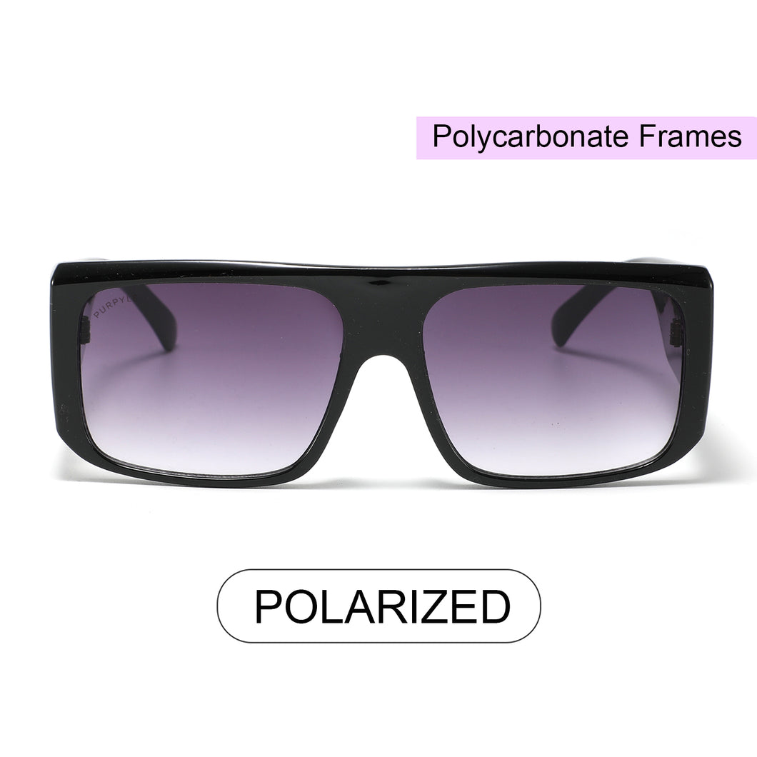 B. Raton 1955-1 Rectangular Polarized Tinted Sunglasses Purple