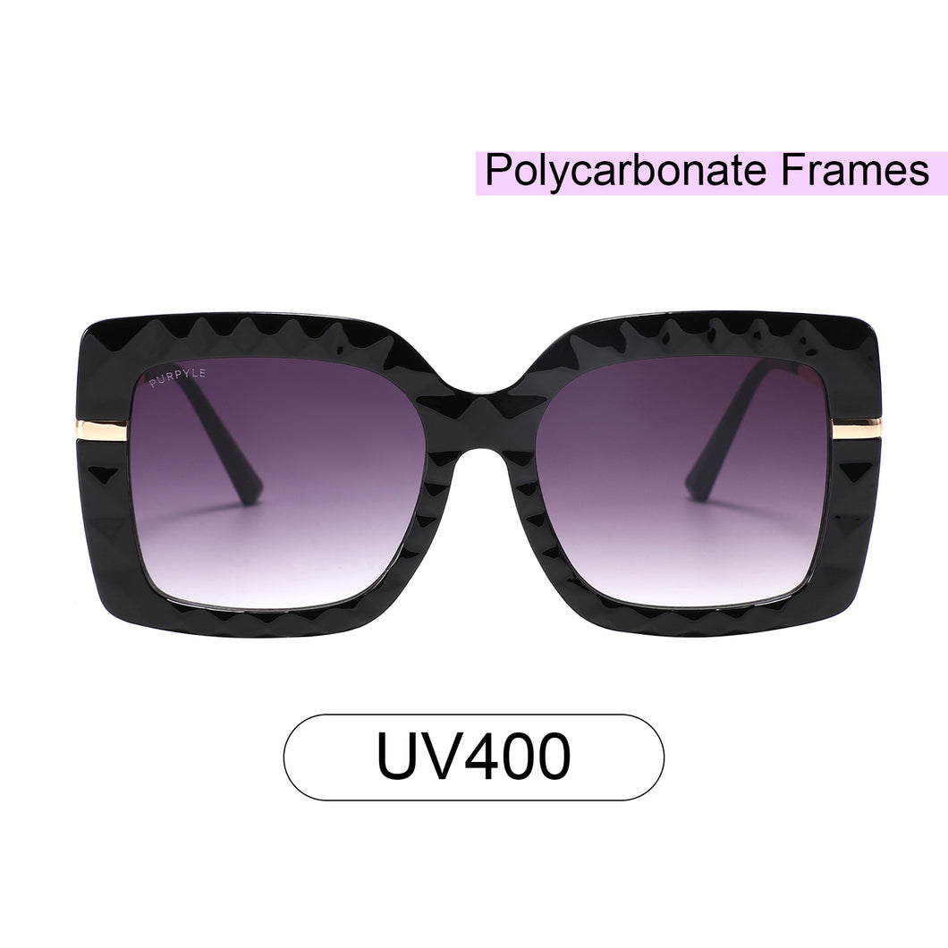 Houston 5805-3 Square Oversized Tinted Sunglasses Purple Gradient