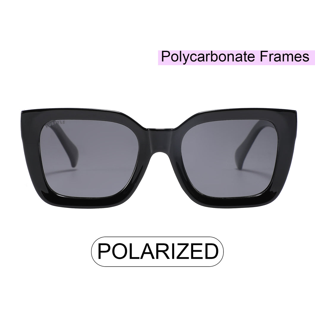 Margate LS6937-1 Square Polarized Tinted Sunglasses Black